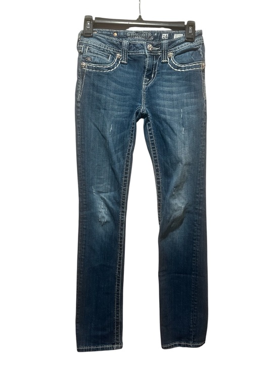 Miss Me Denim - Miss Me Dark Wash Straight Leg Blue Jeans Juniors Size 14